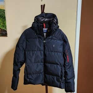 Men's Polo Blue Puffer Jacket red trim